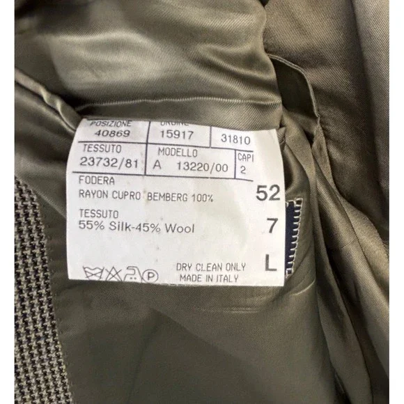 Mens Canali Blazer Silk Wool 42L Italy Jacket Sport Coat Tan Micro Check Texture Suits